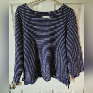 Madewell Blue Striped Side Lace Top‎ Sweater Pullover Women's XL Thick Material